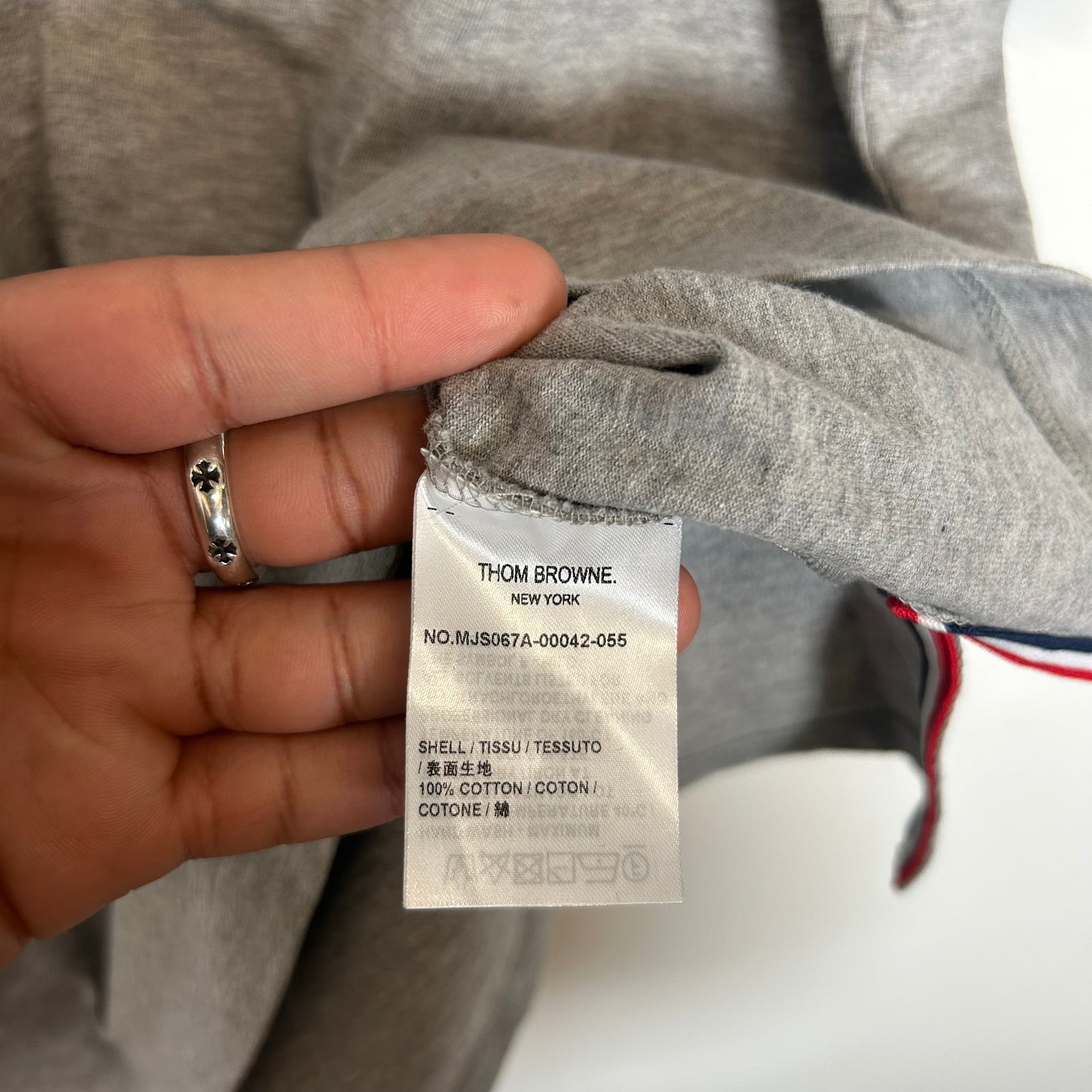 Thom Browne Grey 4 Bar T-Shirt Size 4