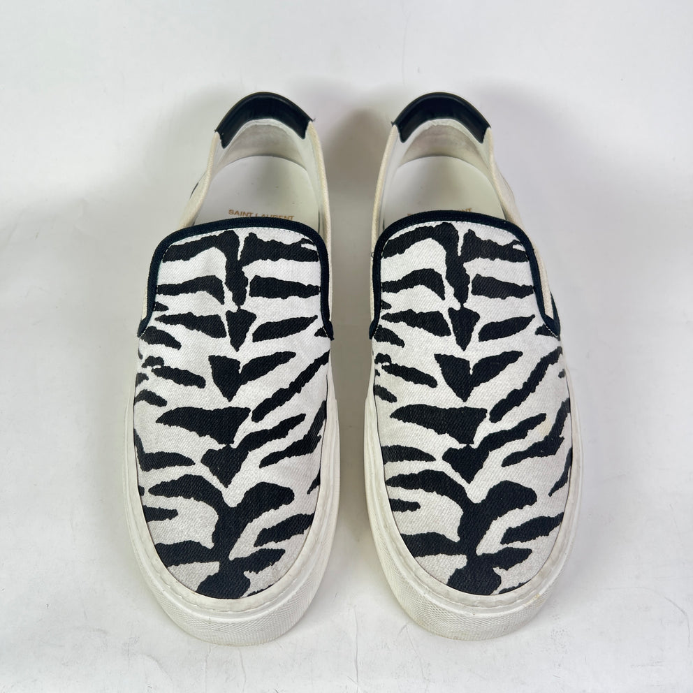 Saint Laurent Paris Zebra Venice Slip On Sneakers
