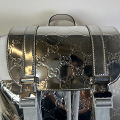 Gucci Silver Mirror Effect GG Large Backpack