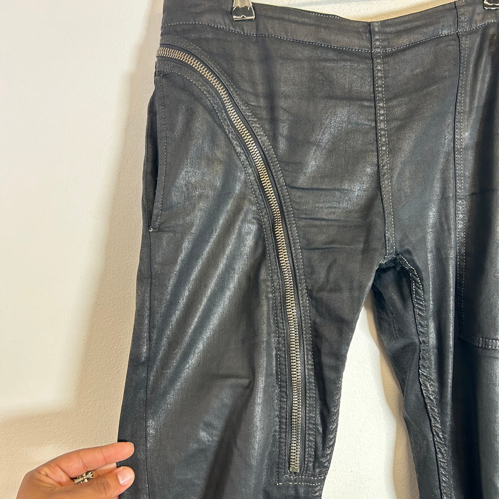 Rick Owens DRKSHDW SS15 Scrub Waxed Aircut Jeans