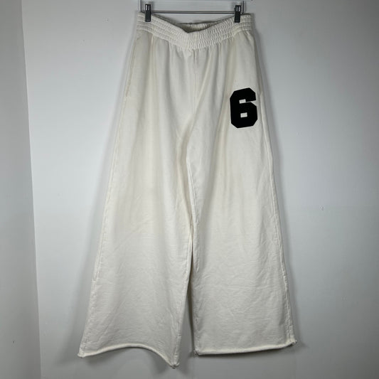 MM6 Maison Margiela White ‘6’ Logo Wide Leg Sweatpants Size S