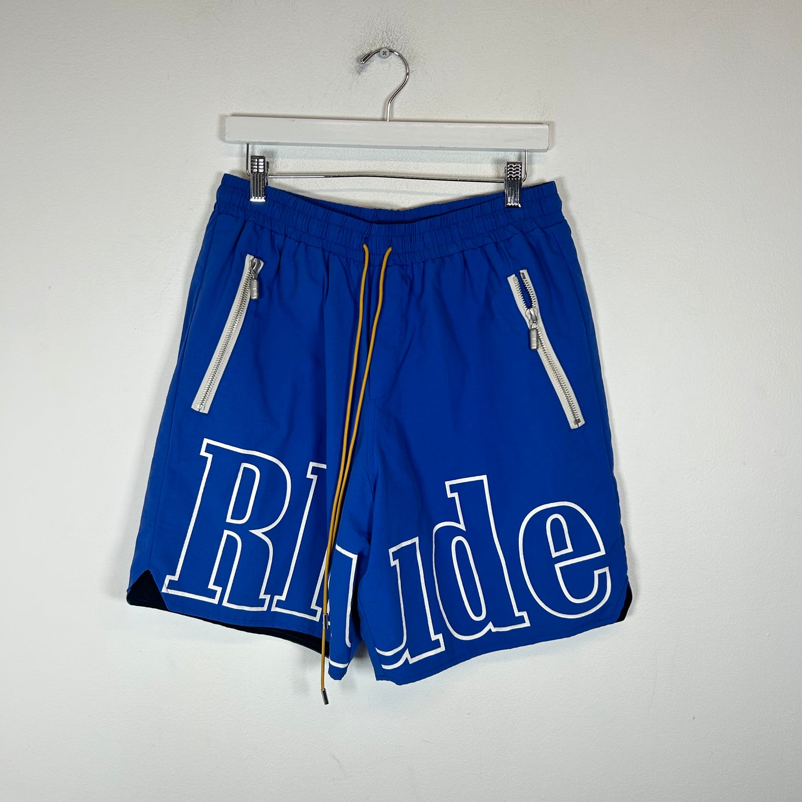 Rhude Blue Logo Nylon Shorts Size XXL