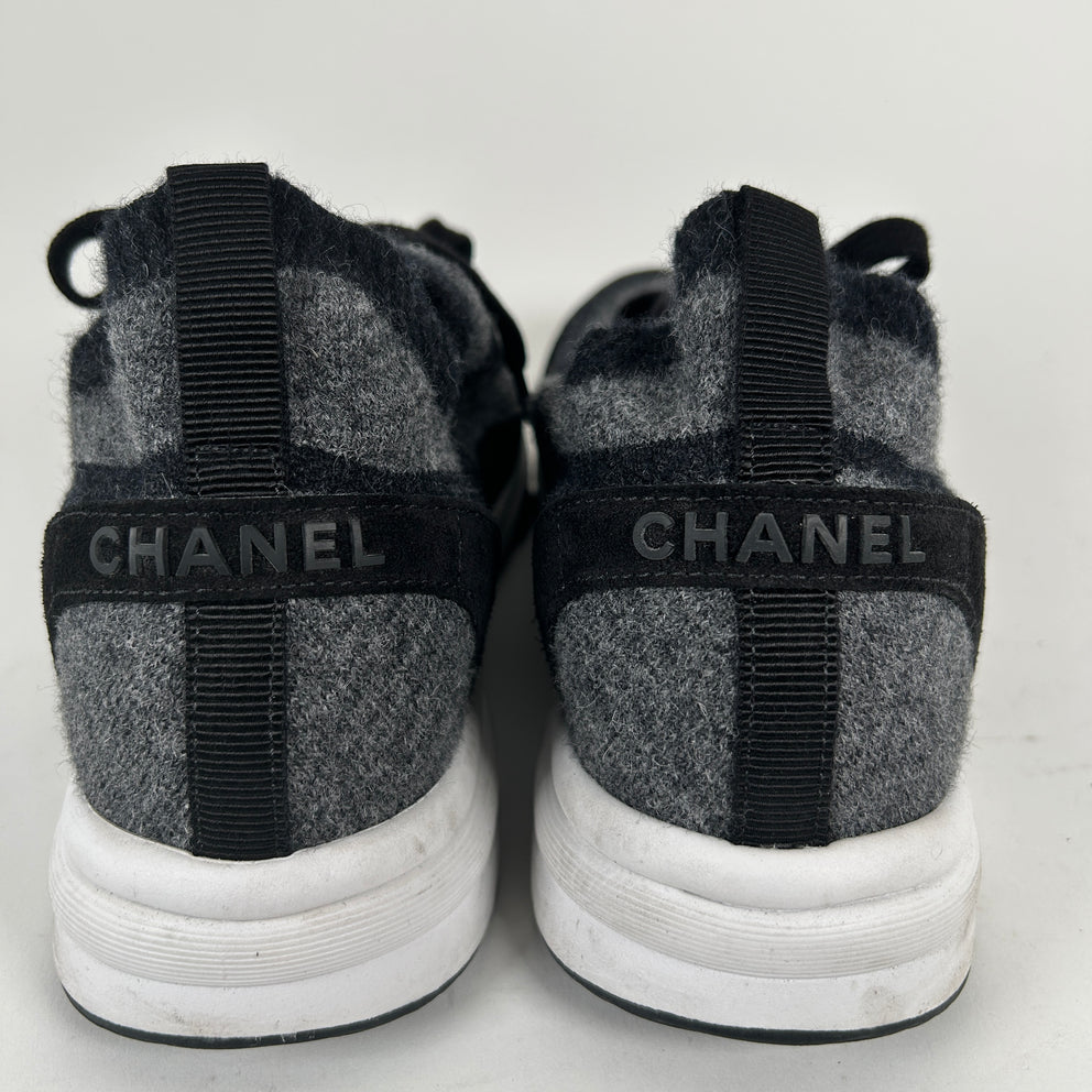 Chanel Dark Grey Knit Sock Runner Size 44