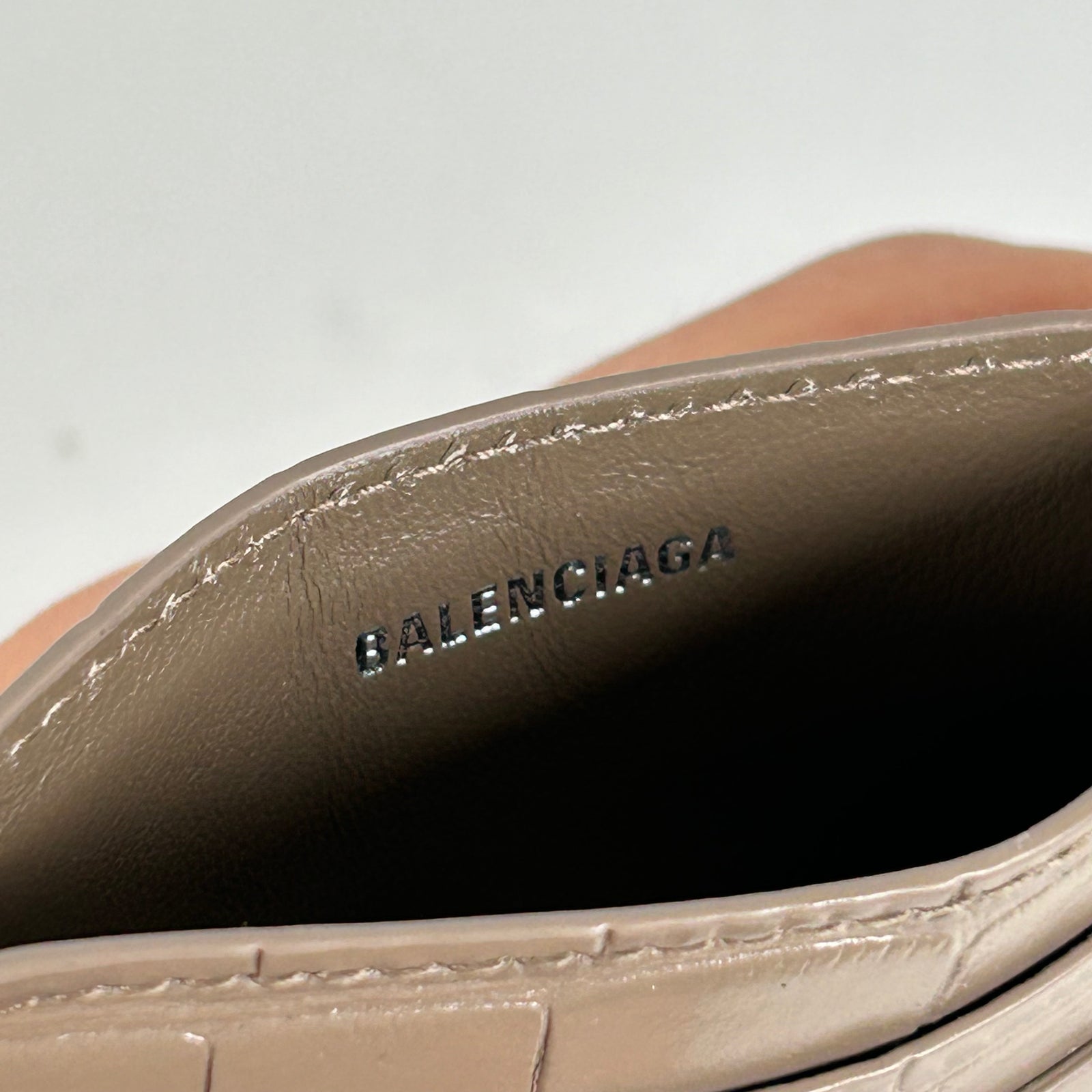 Balenciaga Logi Beige Croc Cardholder