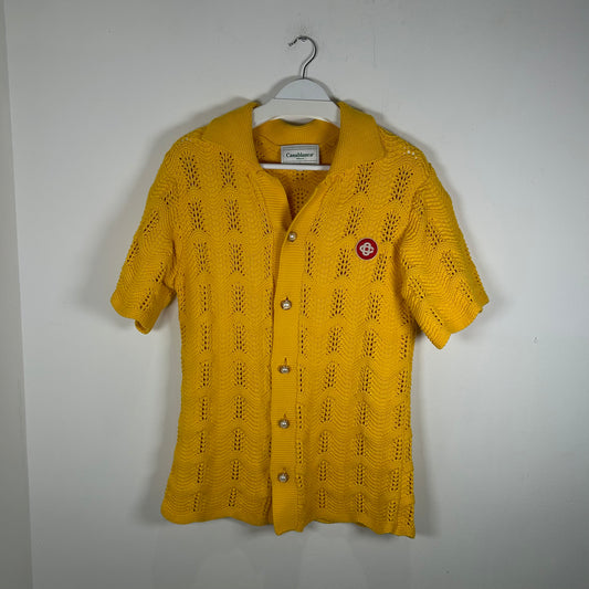 Casablanca Yellow Crochet Button Up Shirt Size M