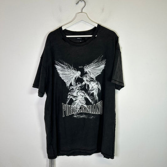 Purple Brand Black 'Fight' Logo Inside-Out T-Shirt Size XXL