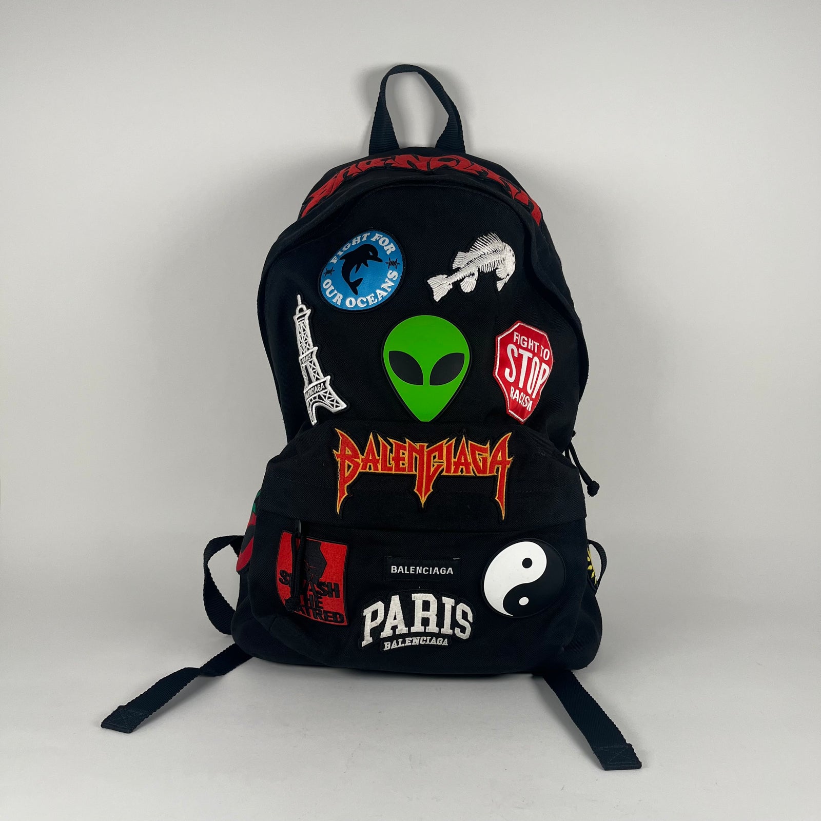 Balenciaga Black Multi-Patch Explorer Backpack