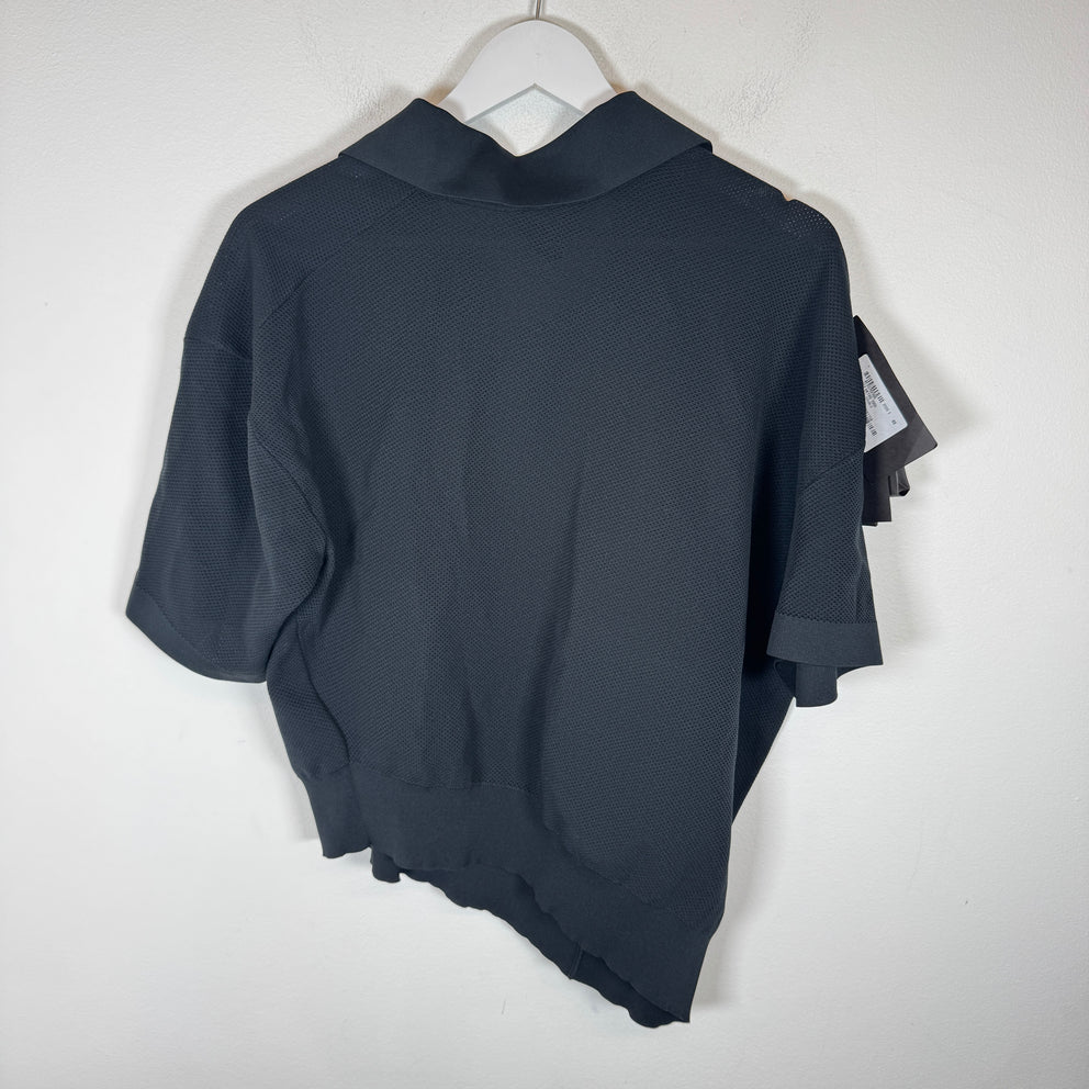Bottega Veneta Black Pique Asymmetrical Polo Size 48