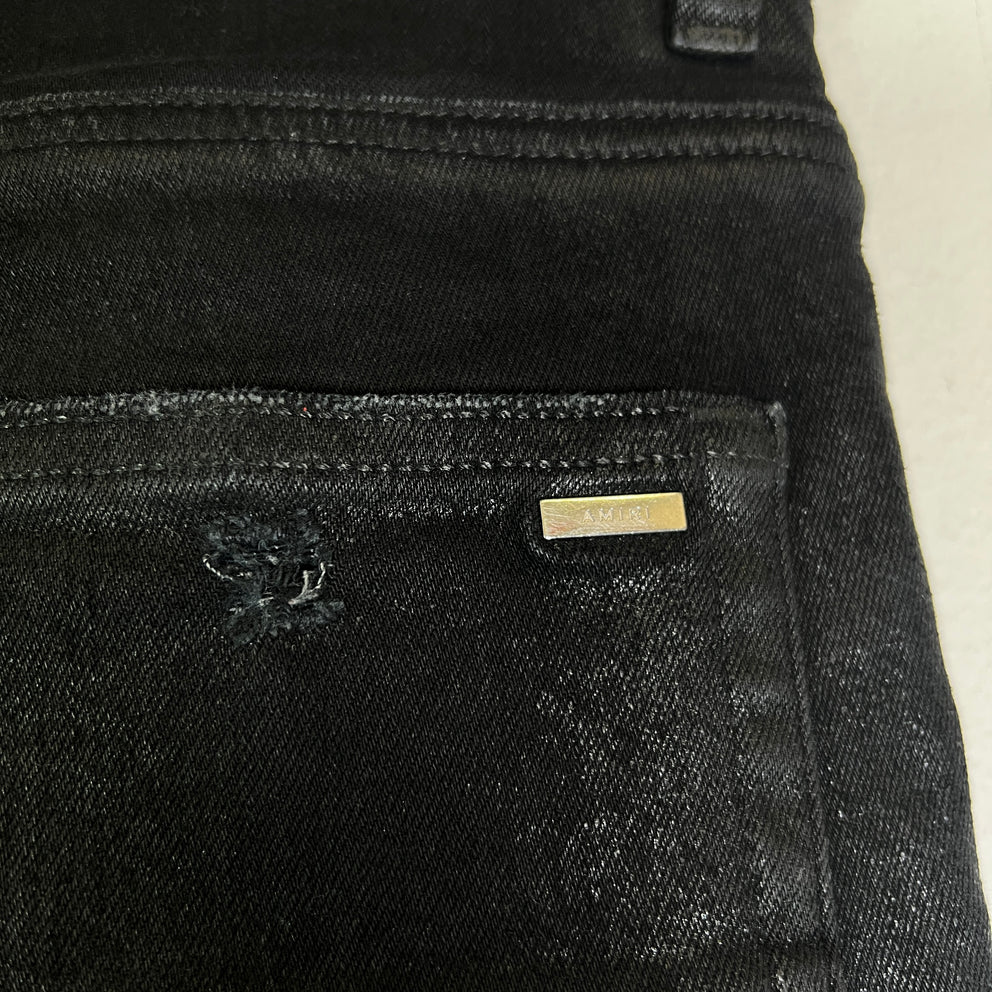 Amiri MX1 Black Waxed Denim Jeans