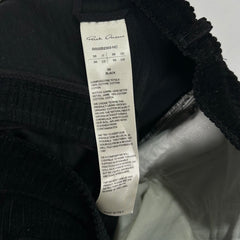 Rick Owens Bolan Banana Black Corduroy Wide-Leg Pants Size 30