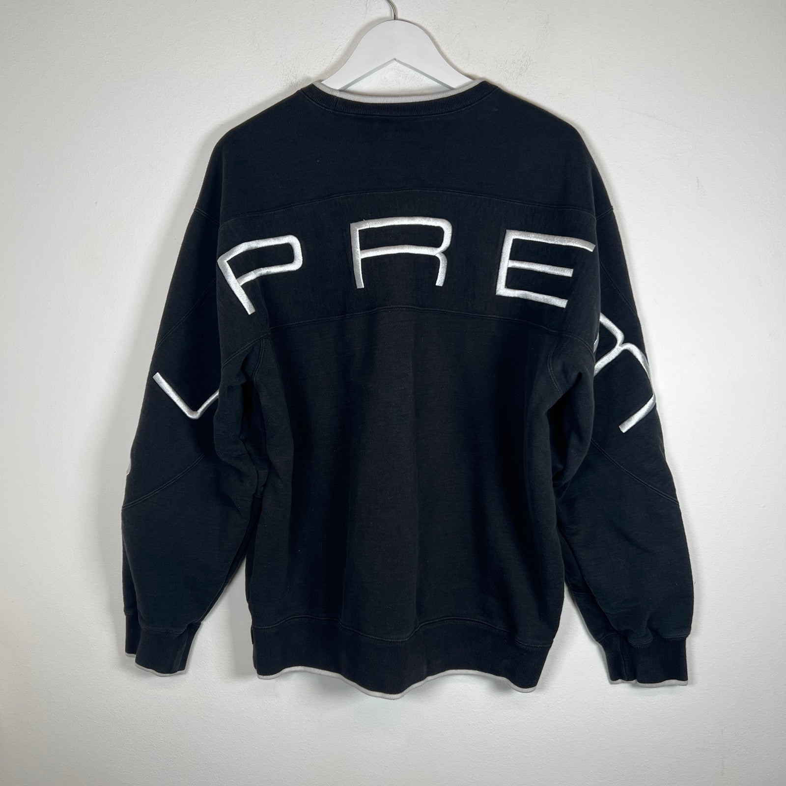 Supreme Black Stretch Logo Crewneck Size L