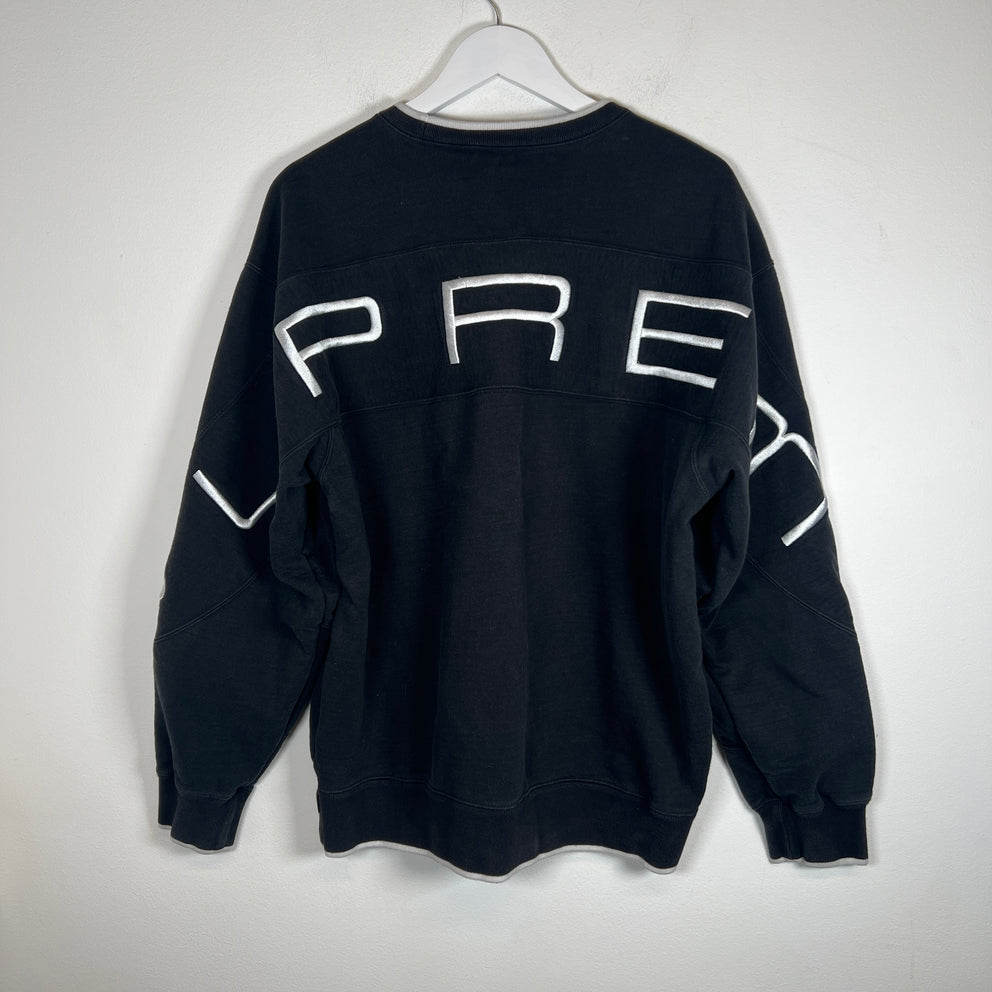 Supreme Black Stretch Logo Crewneck Size L