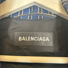 Balenciaga Navy Striped Padded Light Parka Size 54