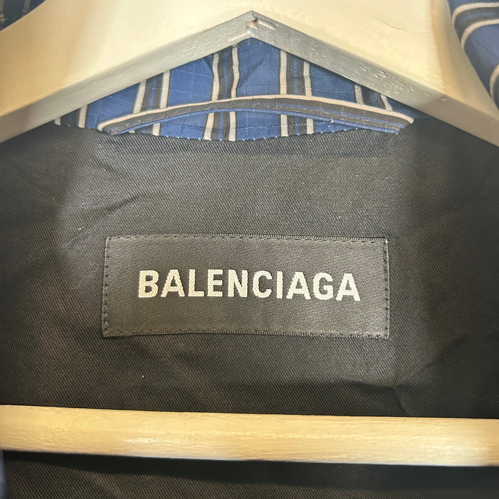 Balenciaga Navy Striped Padded Light Parka Size 54