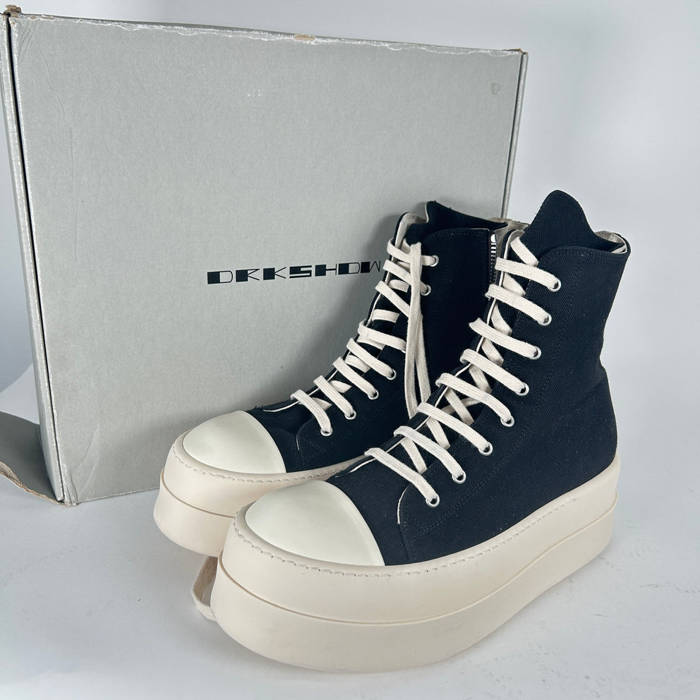 Rick Owens Black Canvas Double Bumper Ramones Size 12