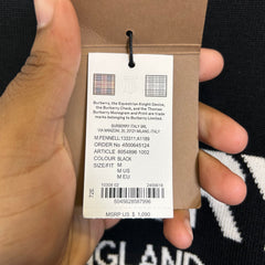 Burberry Black Intarsia Logo Wool Sweater Size M