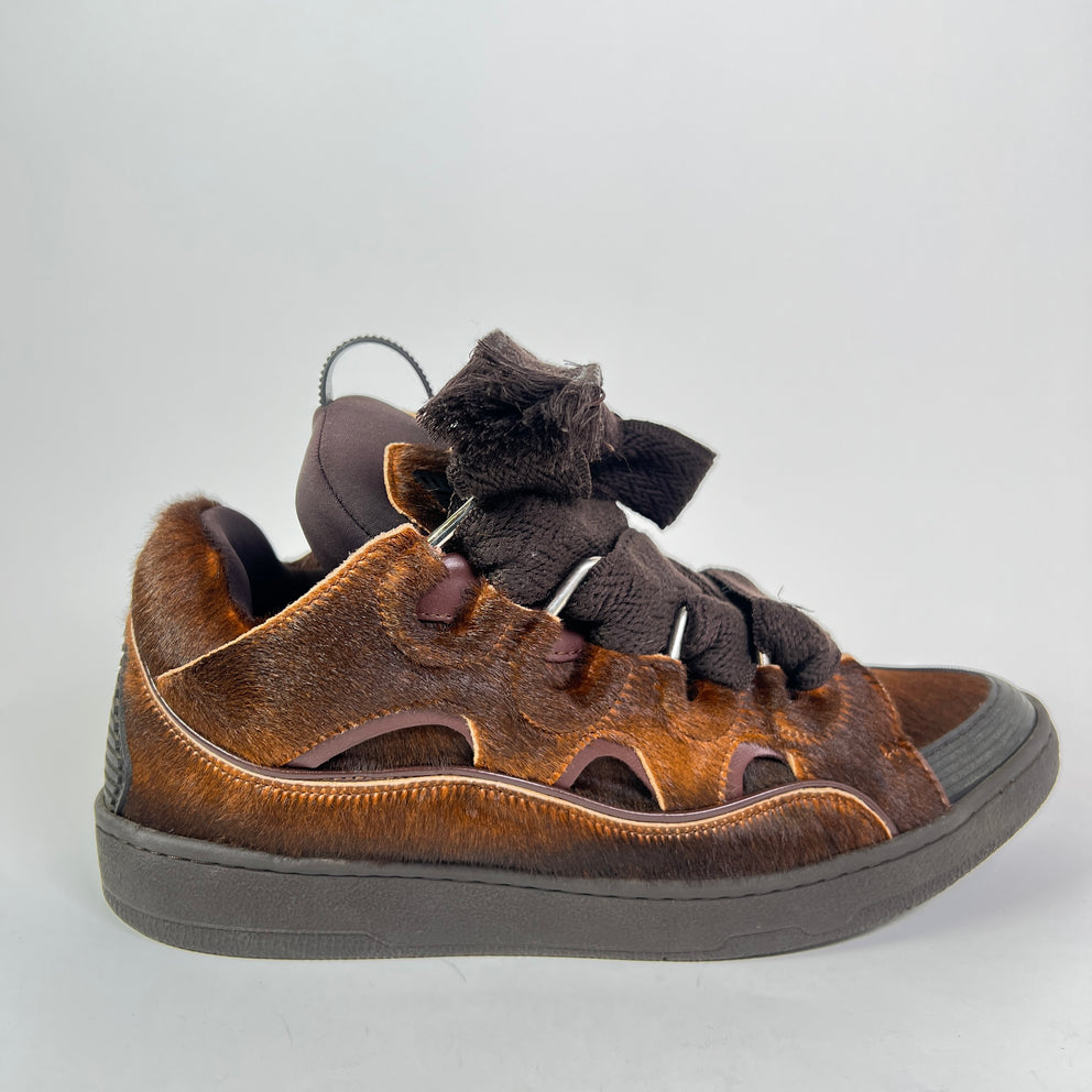 Lanvin Brown Ponyhair Curb Sneaker