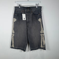 Kapital Washed Grey Bone Denim Shorts Size 32