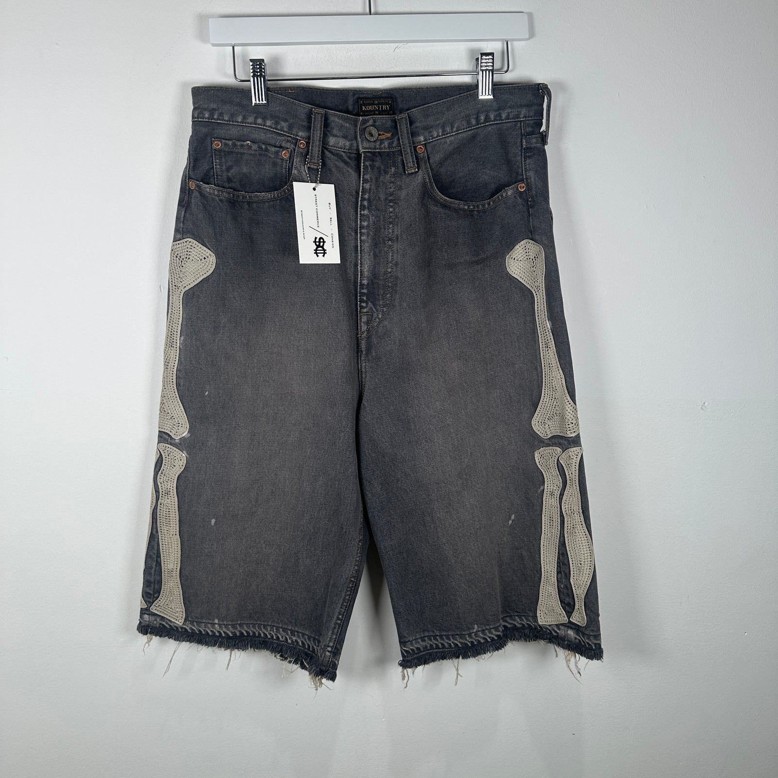 Kapital Washed Grey Bone Denim Shorts Size 32