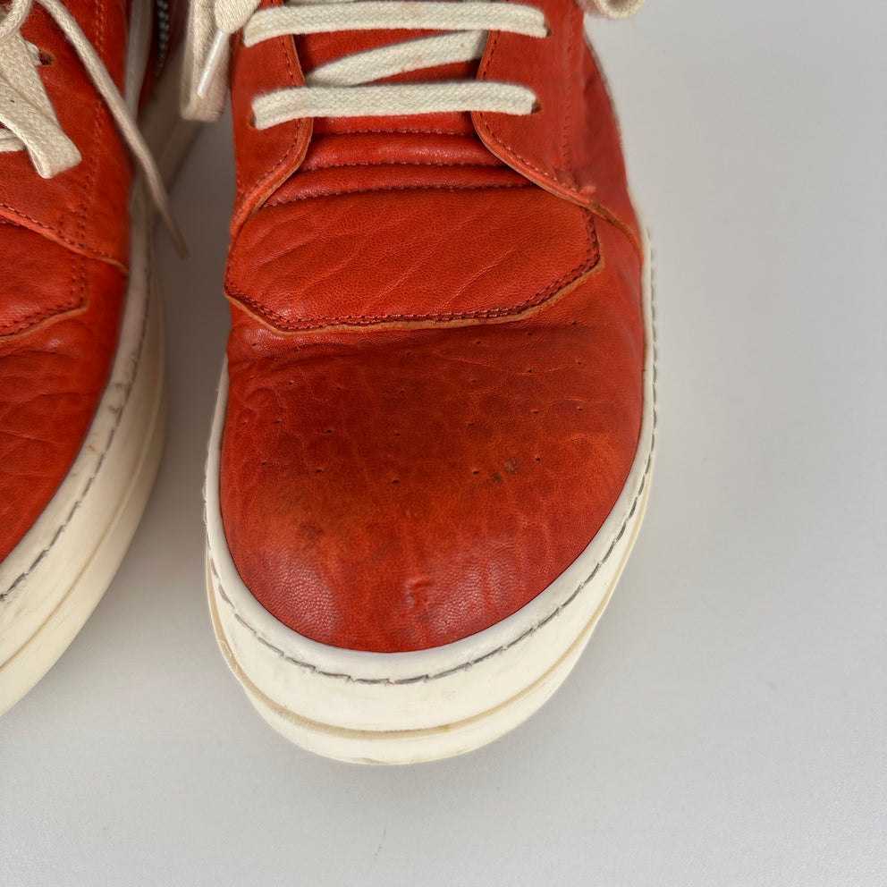 Rick Owens Orange Lamb Leather Geobaskets Size 41