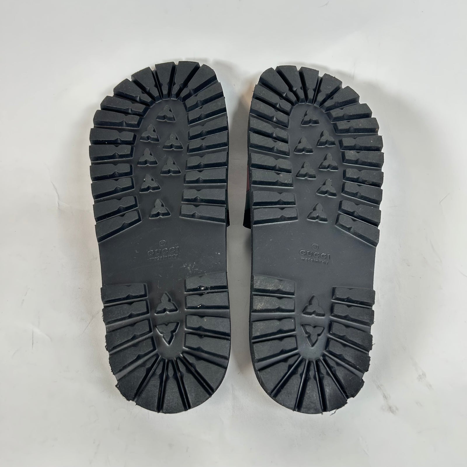 Gucci Black Rubber Web Slide Sandal Size GG 9