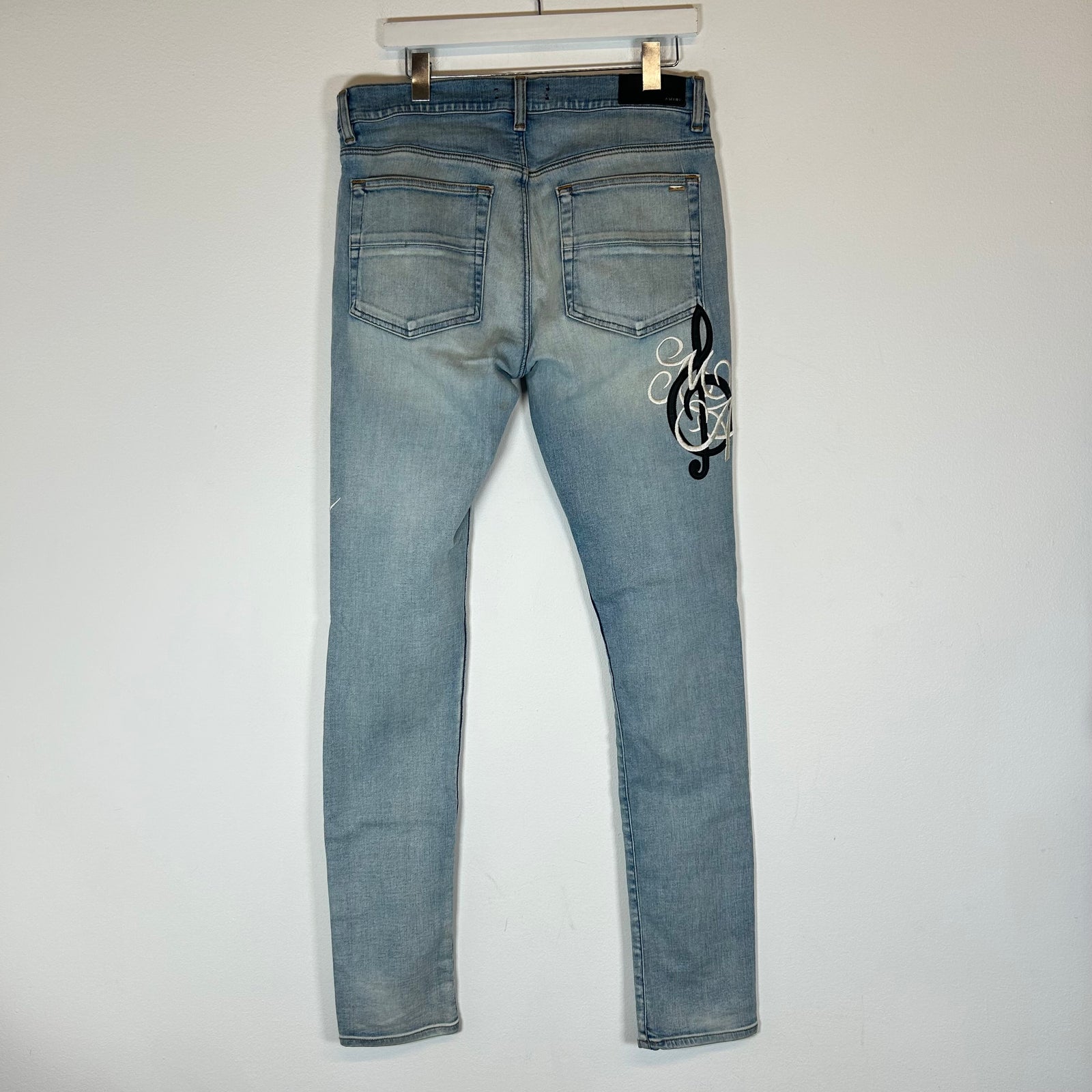 Amiri Lightwash MA Music Note Patch Jeans Size 32