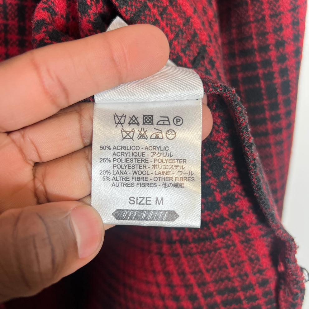 Off-White FW15 Red Tartan Check Oversized Flannel Shirt Size M