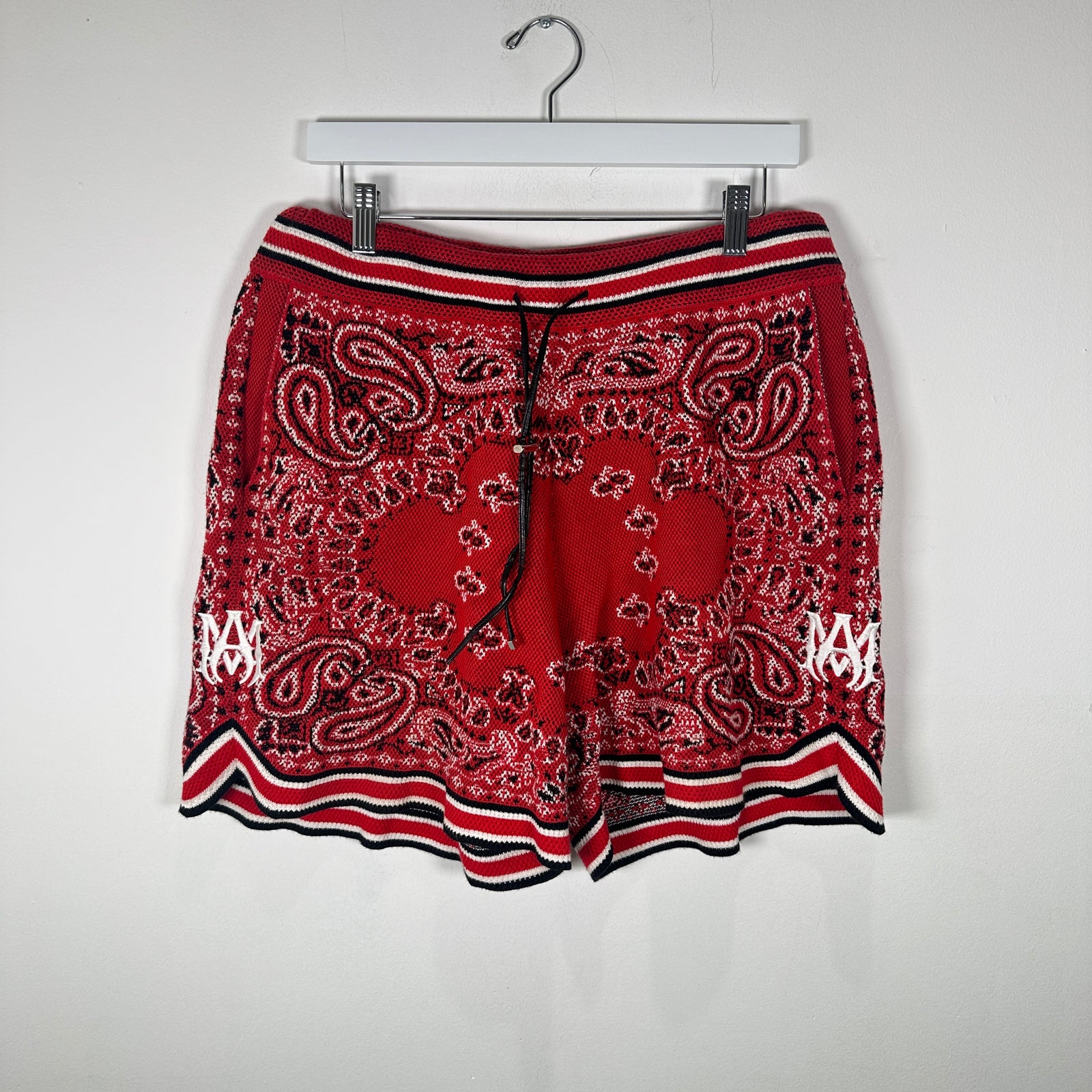 Amiri Red Knit Paisley Shorts Size L`