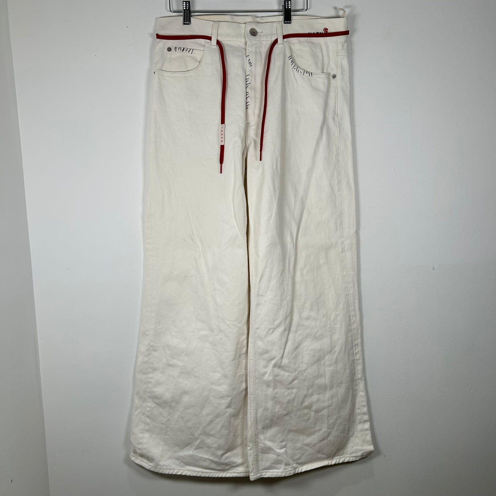 Marni White Stitch Logo Jeans Size 32