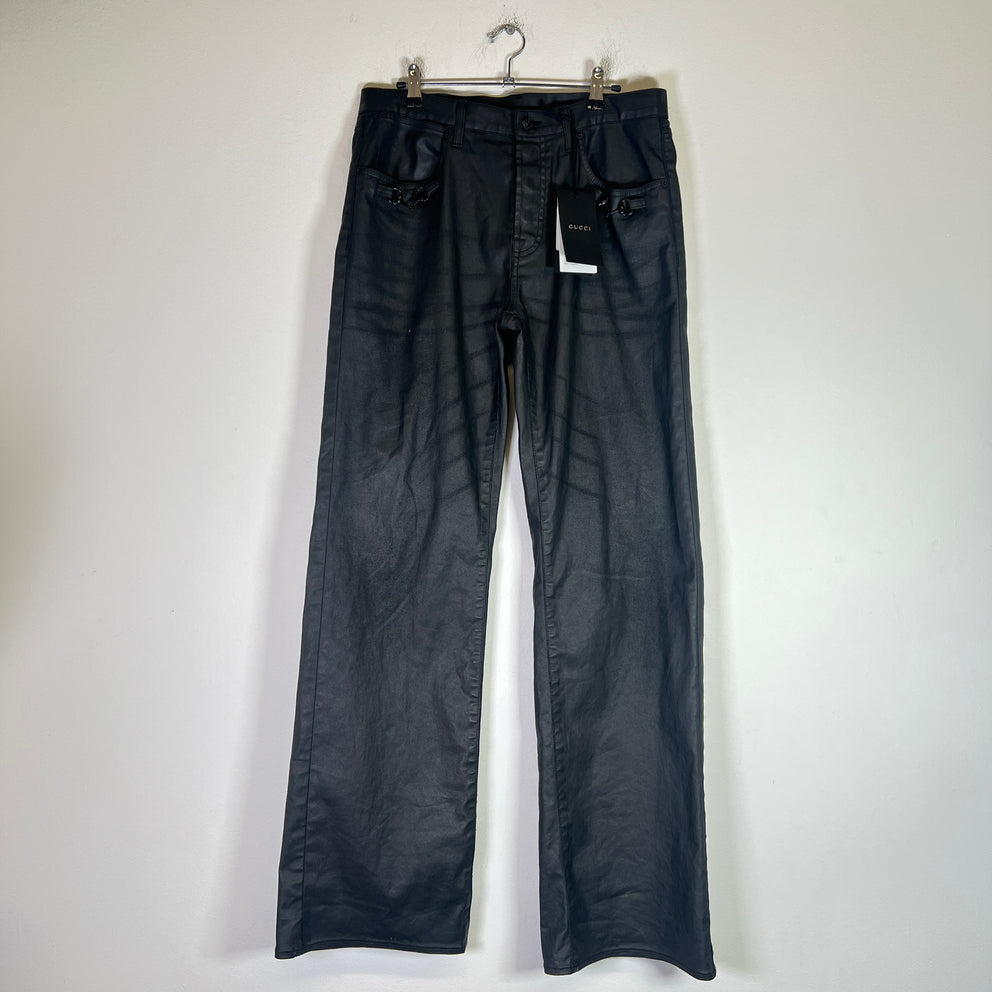 Gucci Black Waxed Horsebit Jeans
