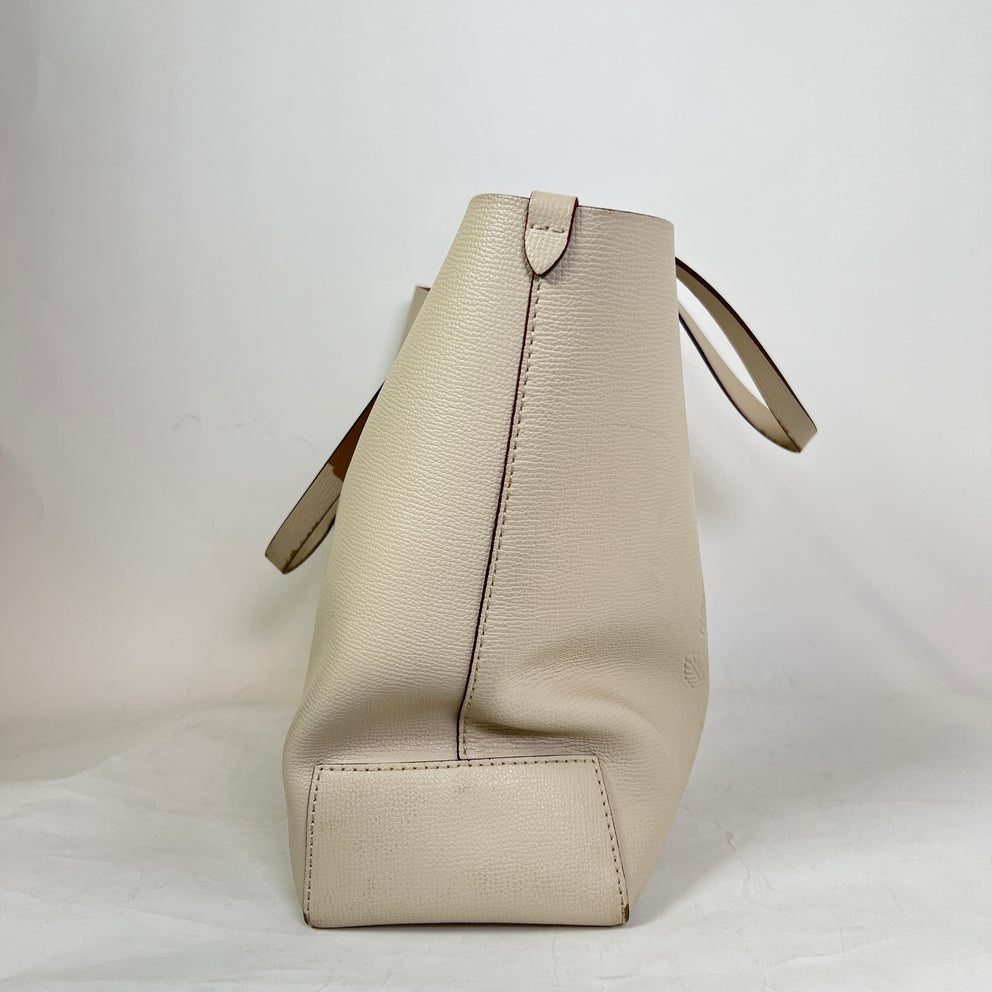 Burberry Tan Calfskin Crest Embossed Small Tote Bag