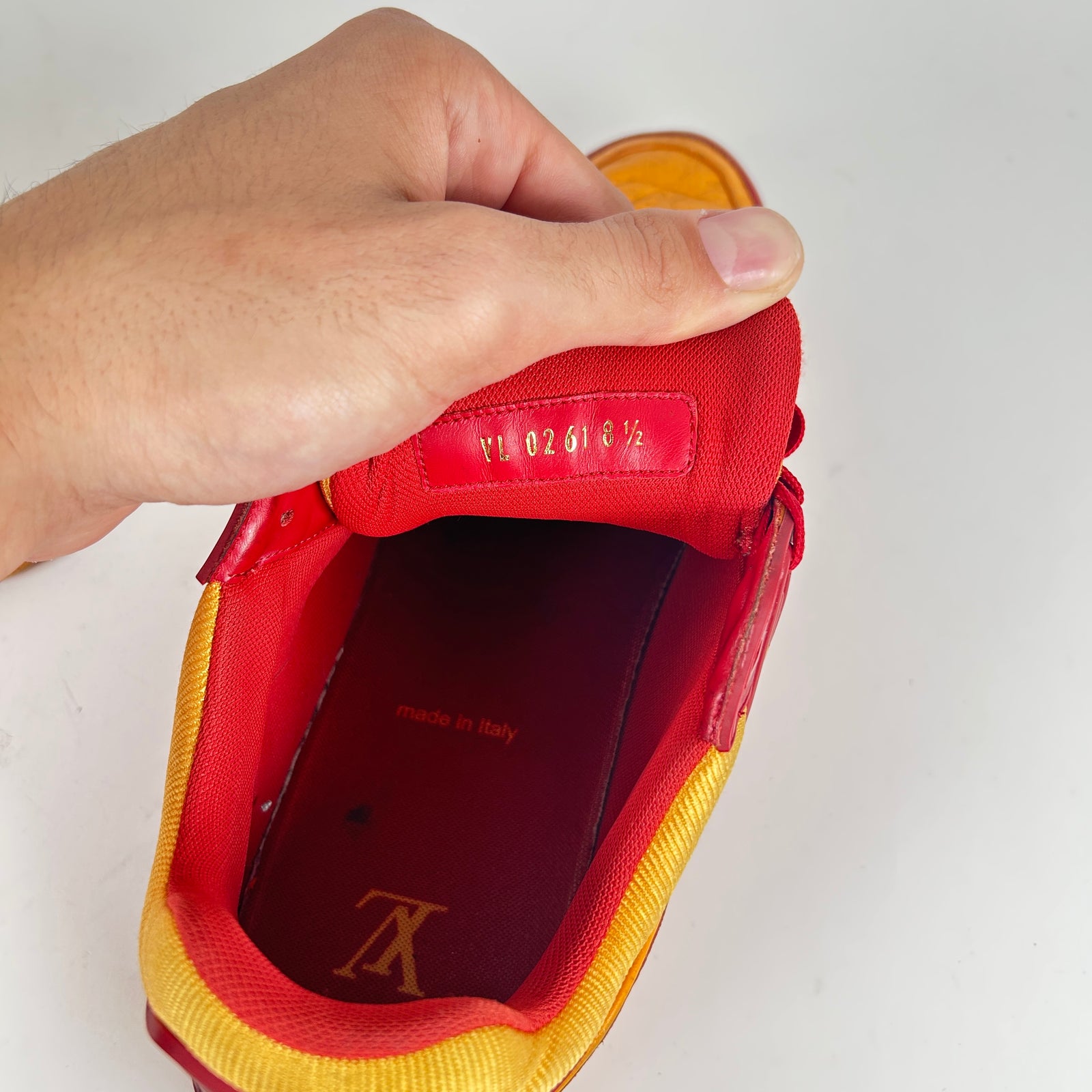 Louis Vuitton Trainer Low Red Orange Size 8.5 LV