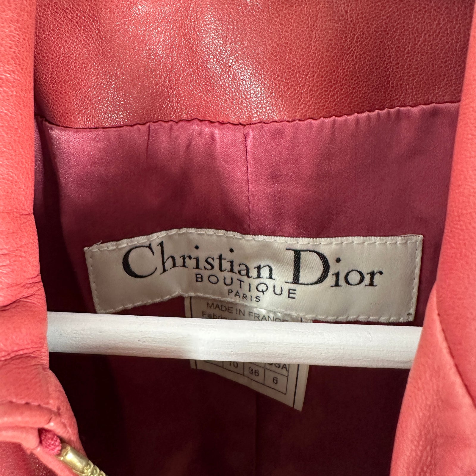 Christian Dior Pink Leather Biker Jacket Size 6