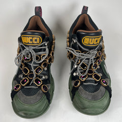Gucci Green/Black Crystal Flashtrek Sneaker Size GG 10.5