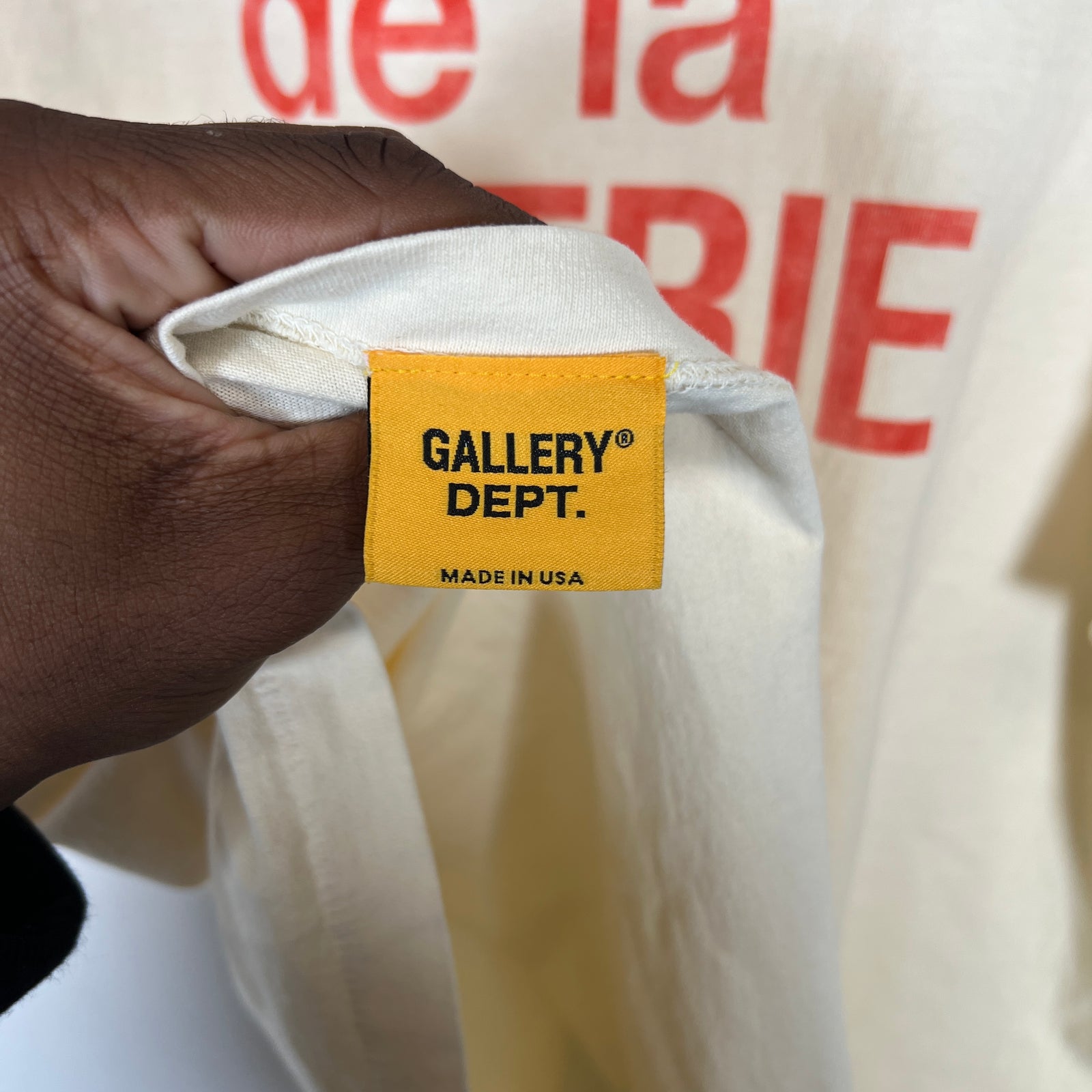 Gallery Dept Cream/Orange French Logo T-Shirt Size XL