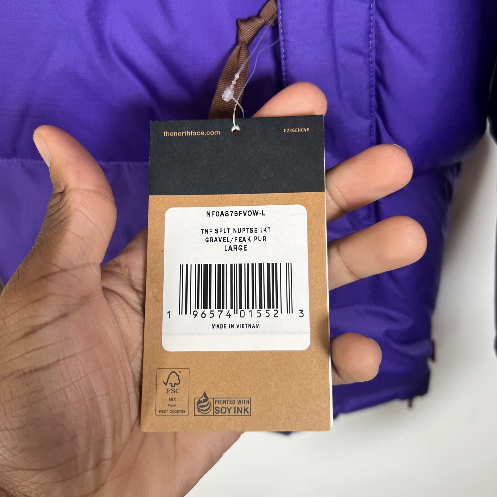 Supreme x The North Face Purple Split Nuptse Jacket Size L