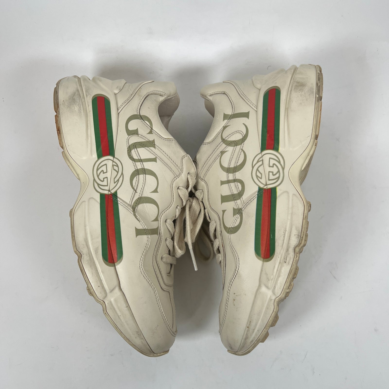 Gucci Cream Classic Logo Rhyton Sneaker Size 38