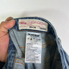 Evisu Lightwash Monogram Selvedge Denim Jeans Size 36