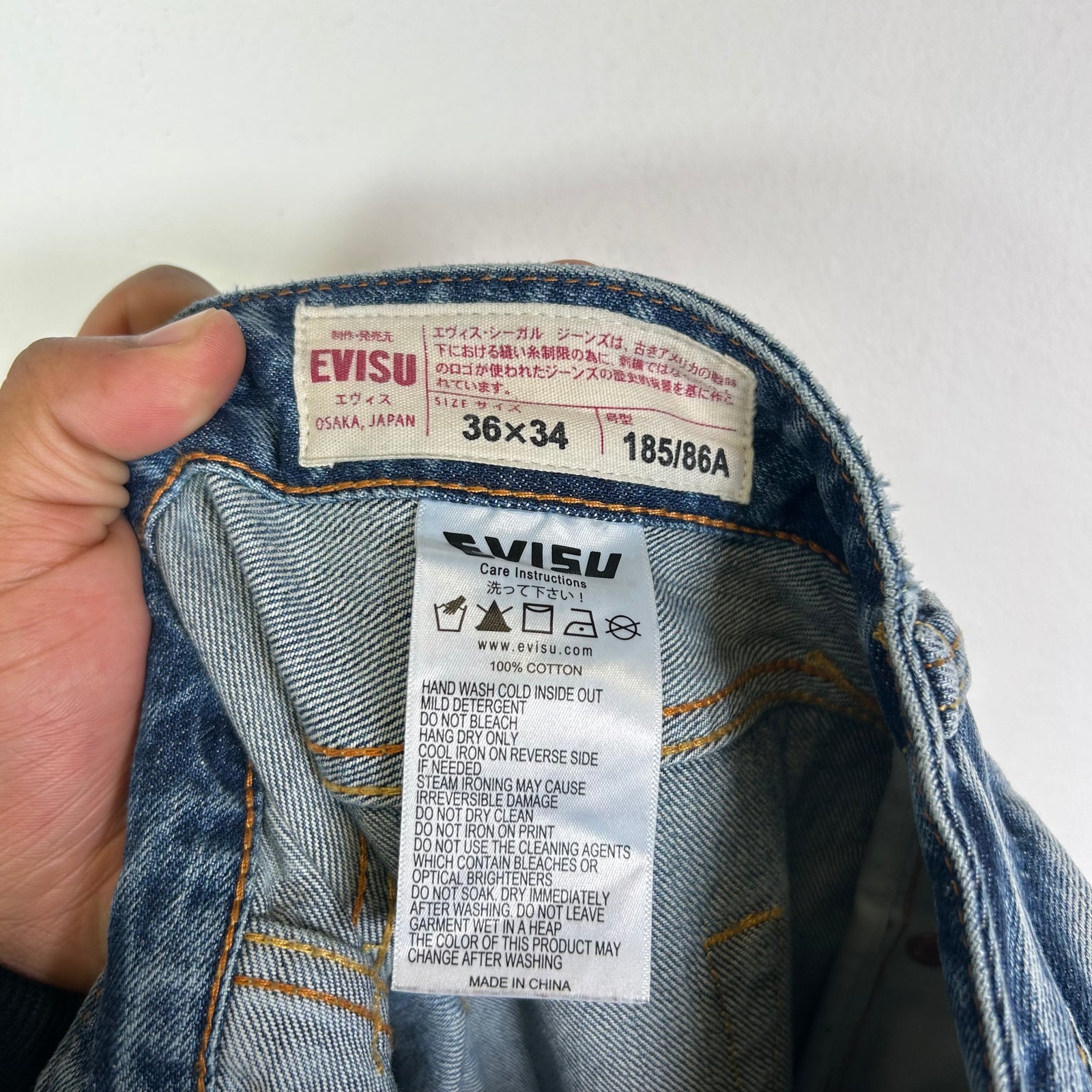 Evisu Lightwash Monogram Selvedge Denim Jeans Size 36