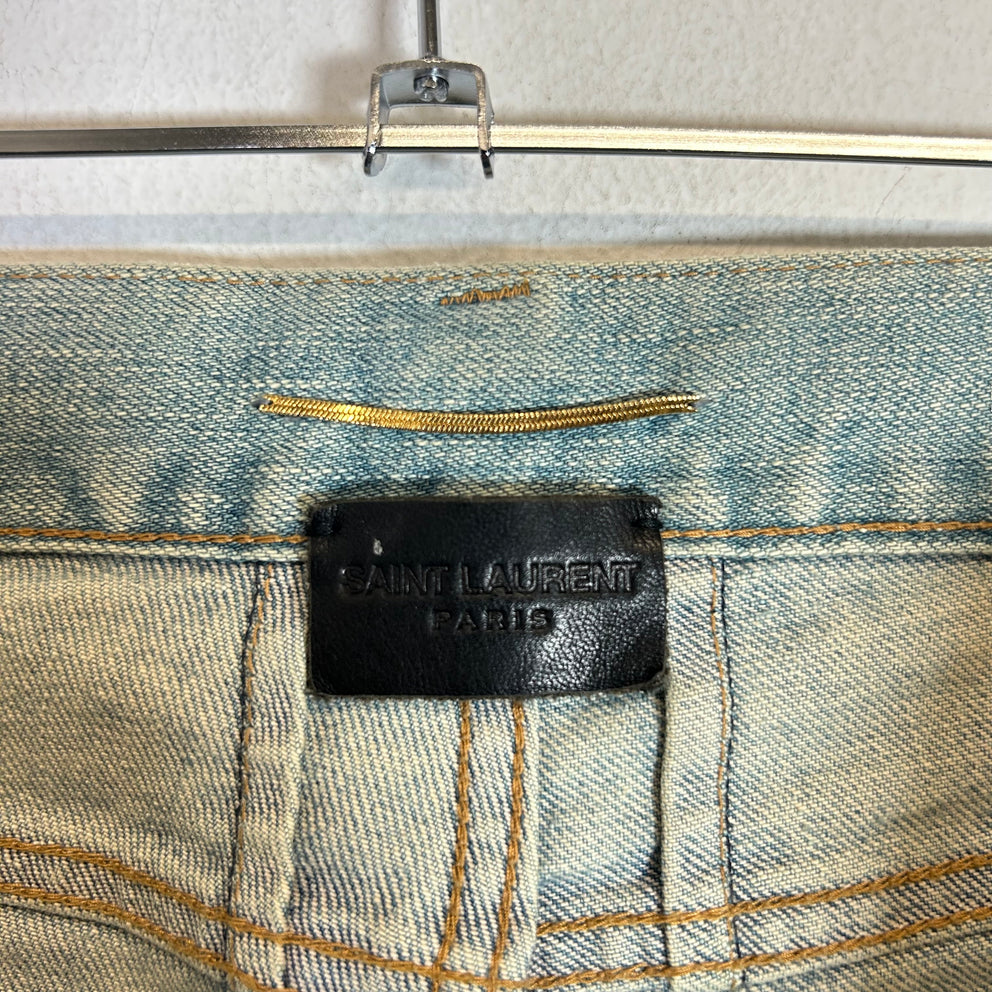 Saint Laurent D05 Blue Knife Cut Denim Jeans Size 27