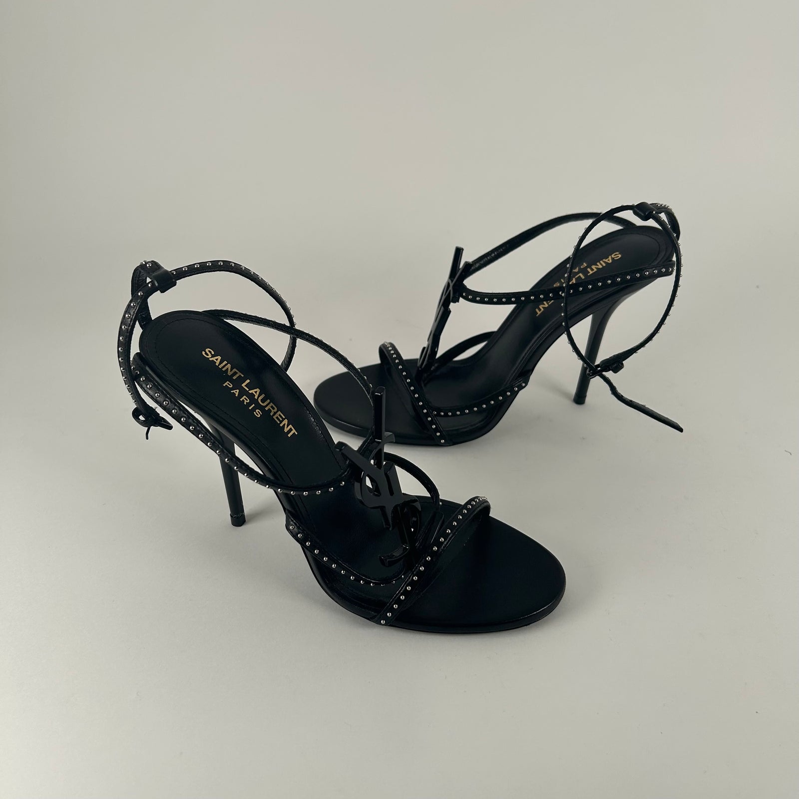 Saint Laurent Black Studded Cassandra 110 Size 36.5
