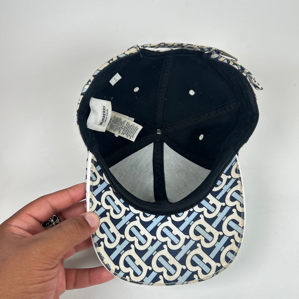 Burberry White/Blue TB Monogram Hat
