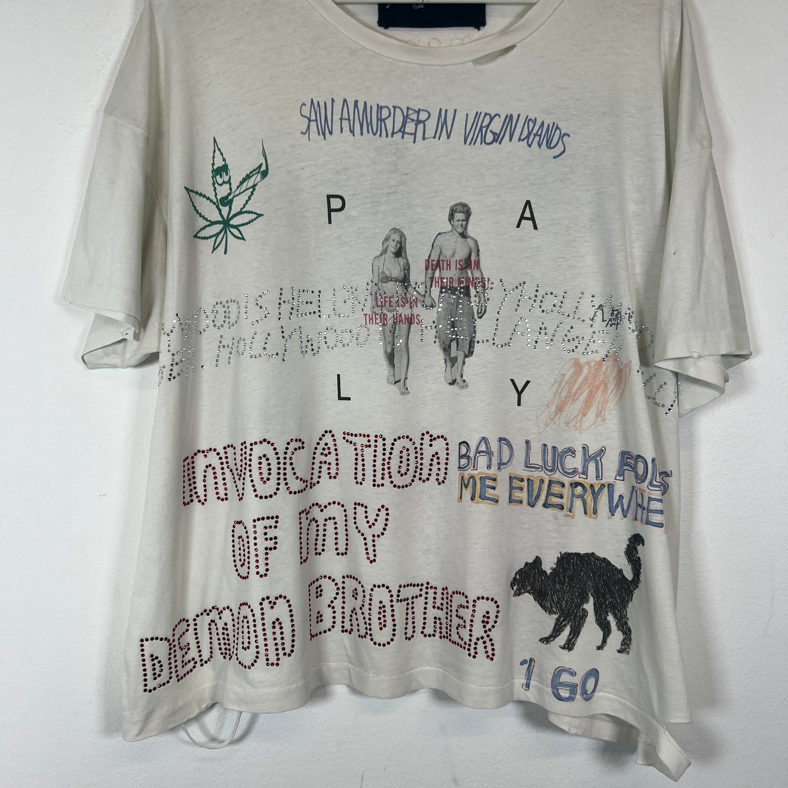 Paly Hollywood Cream 'Bad Luck' T-Shirt Size S