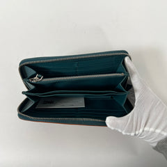 Prada Orange/Teal Leather Zip Around Wallet