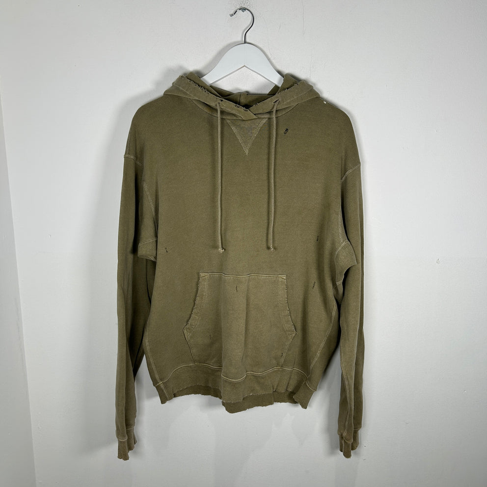 John Elliot Distressed Olive Hoodie Size 3