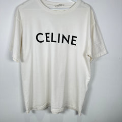 Celine White Logo T-Shirt Size M