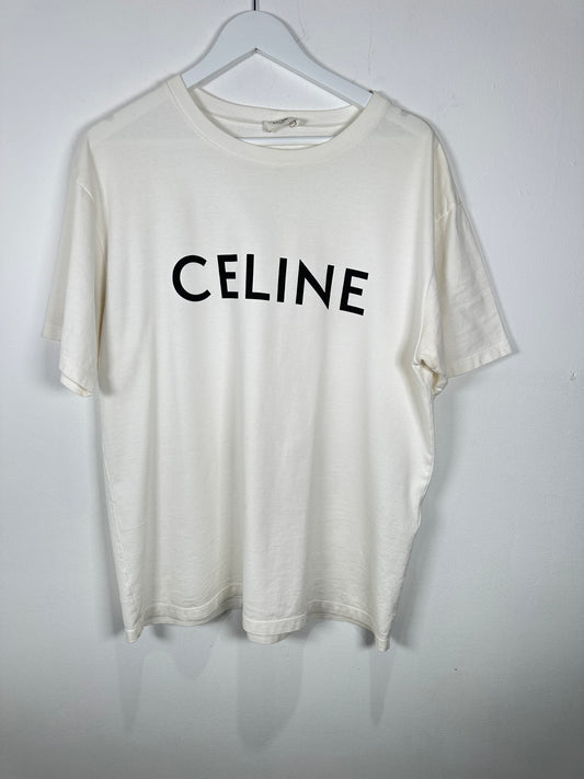 Celine White Logo T-Shirt Size M