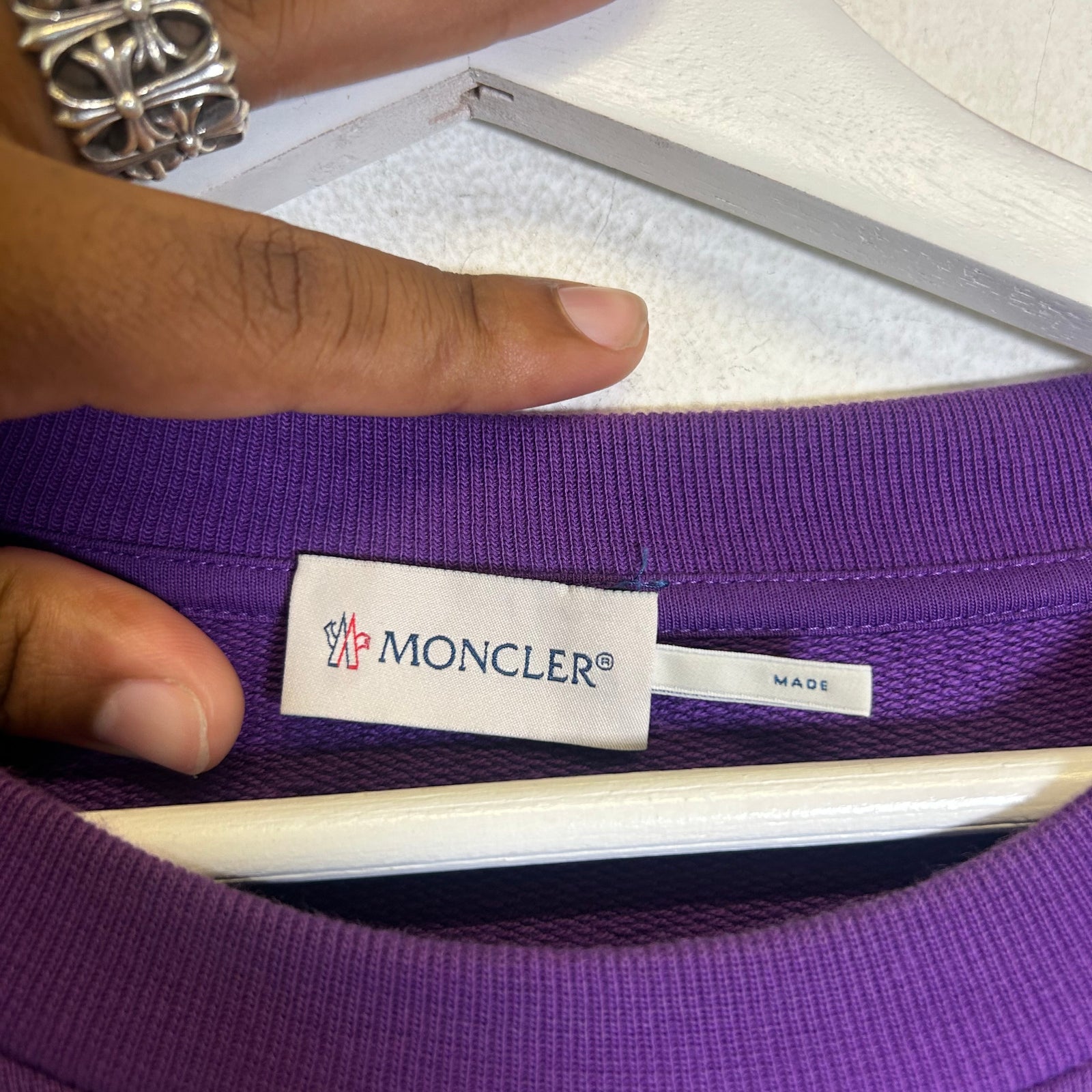 Moncer Purple Applique Patch Logo Crewneck