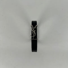 Saint Laurent Black 'YSL' Leather Bracelet