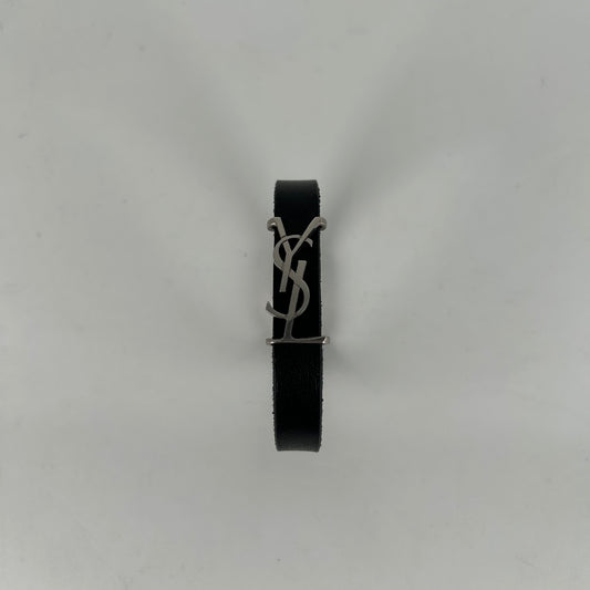 Saint Laurent Black 'YSL' Leather Bracelet